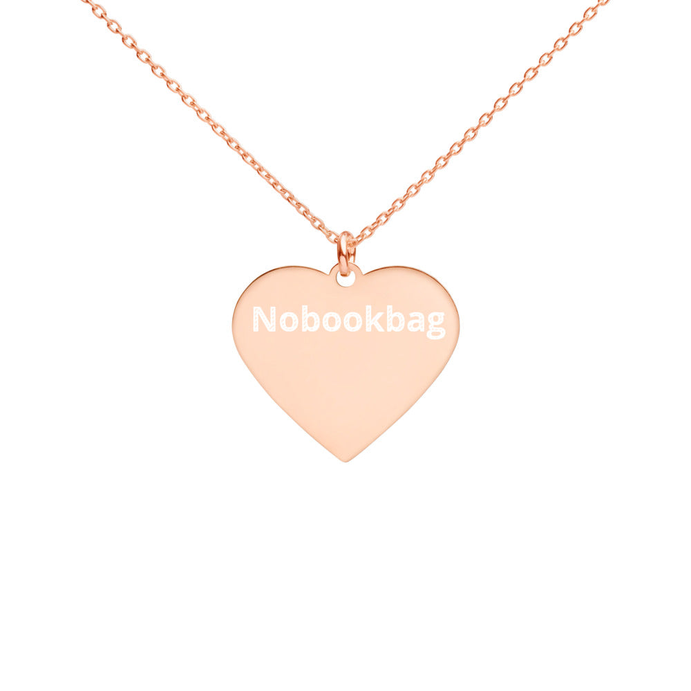Woman Engraved Silver Heart Necklace NOBOOKBAG